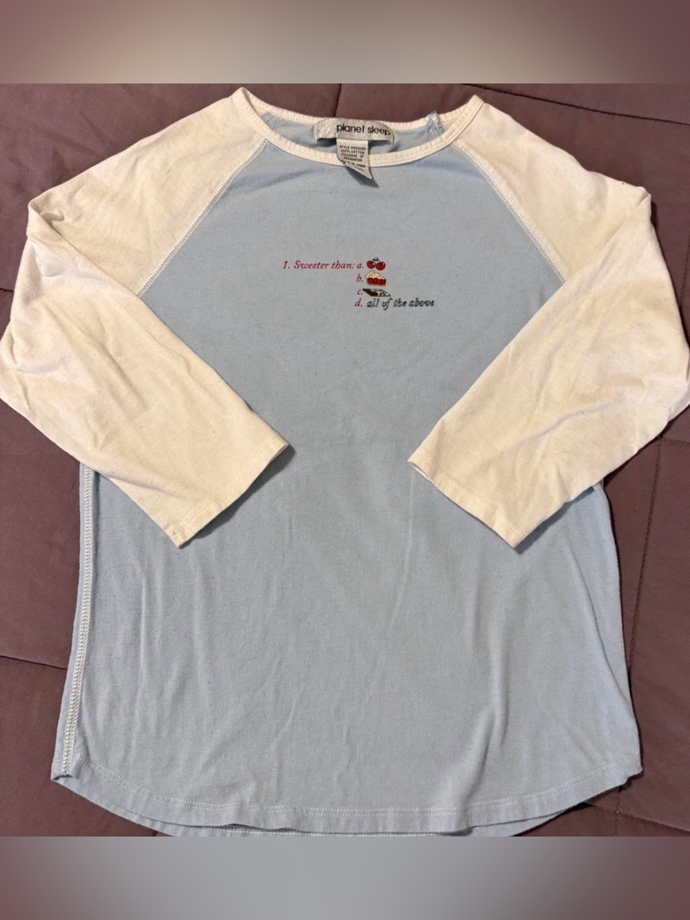 Y2K Juniors Sleep Tee Size Small